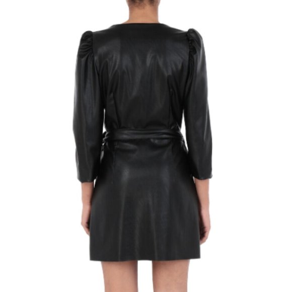 NWT Designers, Remix Vegan Leather Wrap Dress - Picture 3 of 14